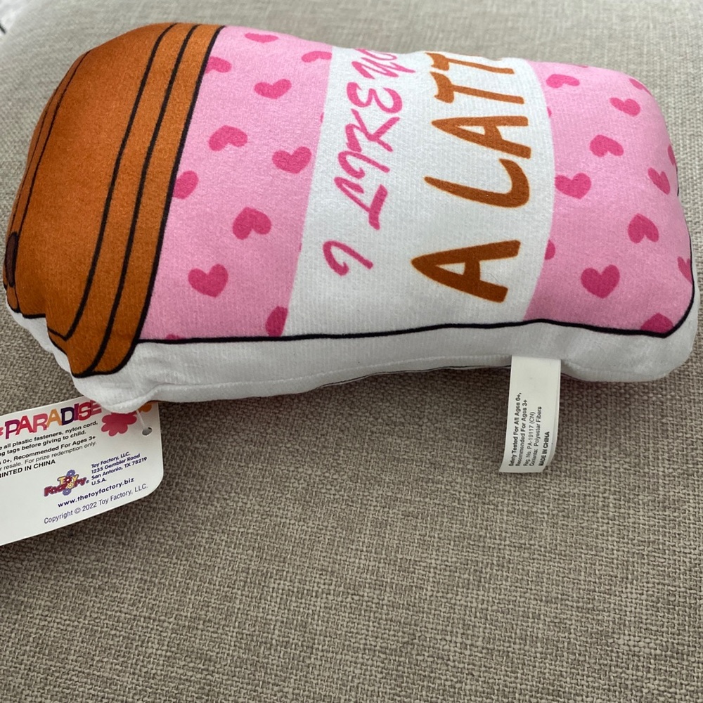 I Like You A Latte Plush Mini Pillow / Plush Paradise - Toy Factory / 8โ / NEW - Picture 7 of 9